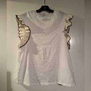 NWOT Like Love White Ruffle Sleeve Women's Top